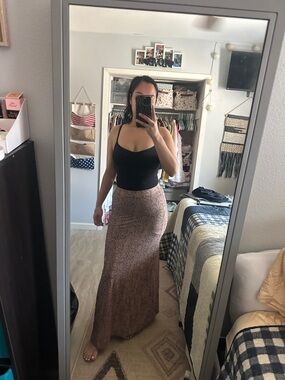 Women's Taupe Snake-Print Maxi Skirt